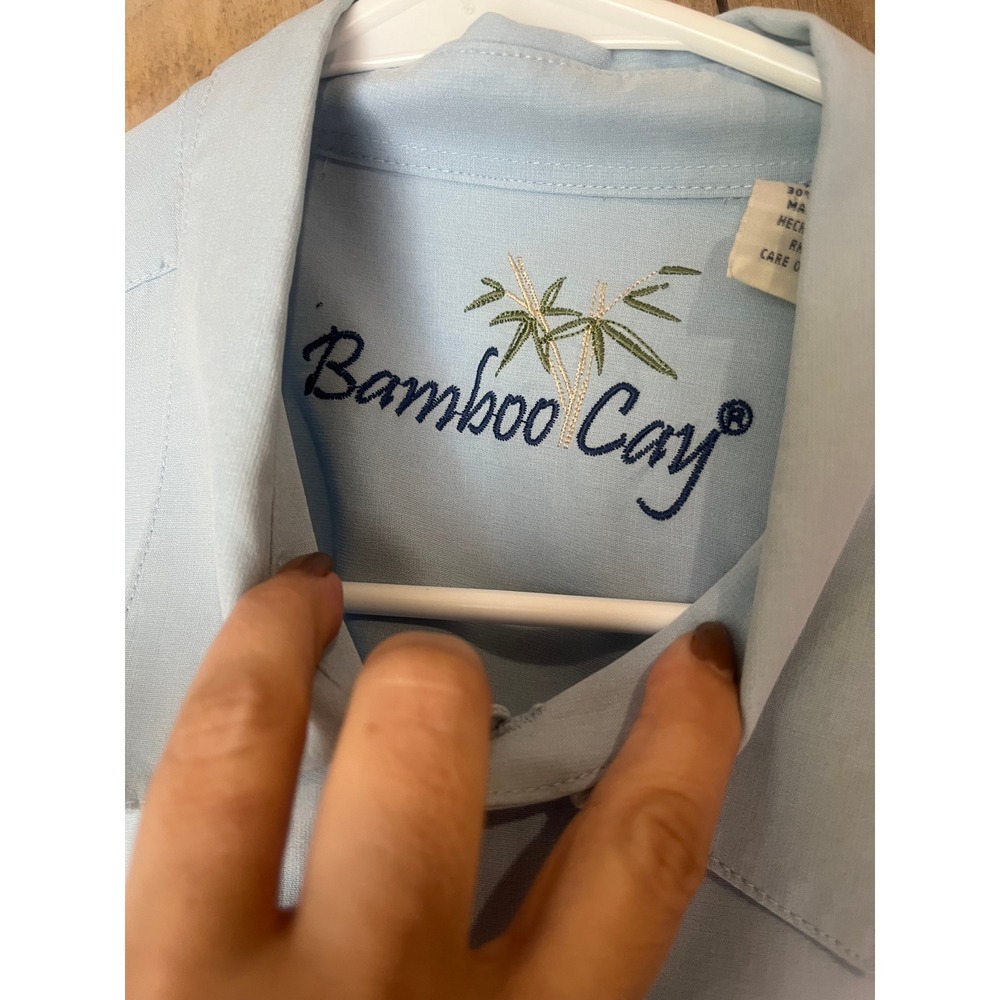 Bamboo Cay Mens XL Blue Marli Fishing Embroidered Short Sleeve Button Down Shirt - Picture 9 of 9